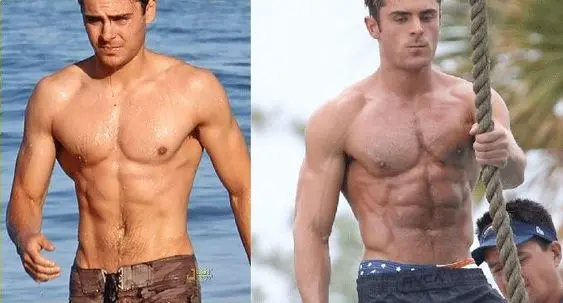 Image Comparison Of A Man In A Swimsuit And Shirtless, Showcasing Winstrol Results Before And After Transformation.